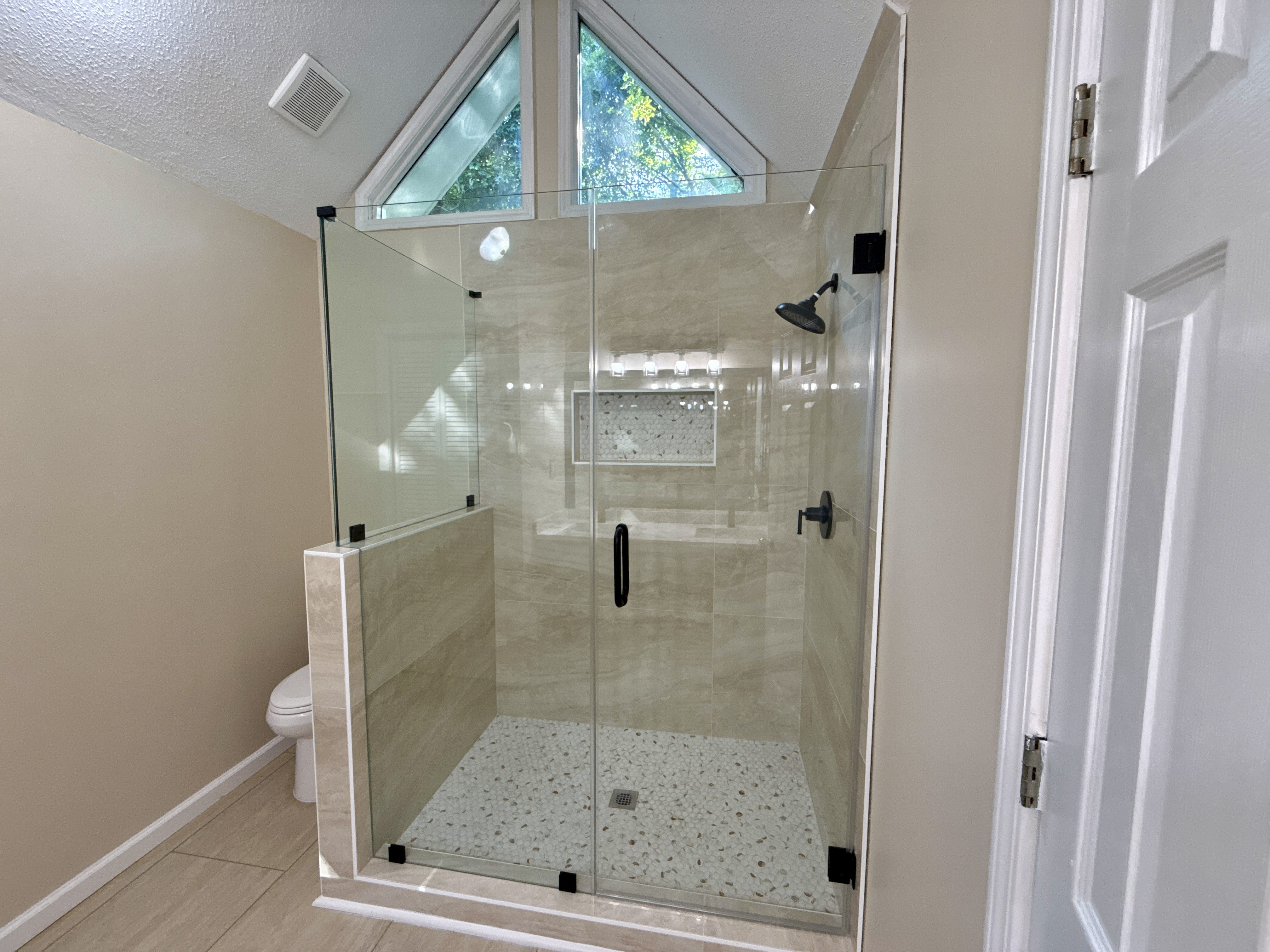 Walk-in shower in primary bath